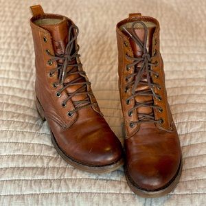 Frye Veronica Lace Up Combat Boot Brown